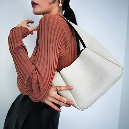 Exquisite top-layer cowhide women's bag with bucket and basket design. Versatile for single shoulder and underarm (Off-white)