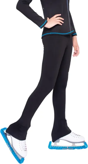 Figure Skating Pants Girls Black High Waist Leggings Skate Training Wear for Kids Teens Practice