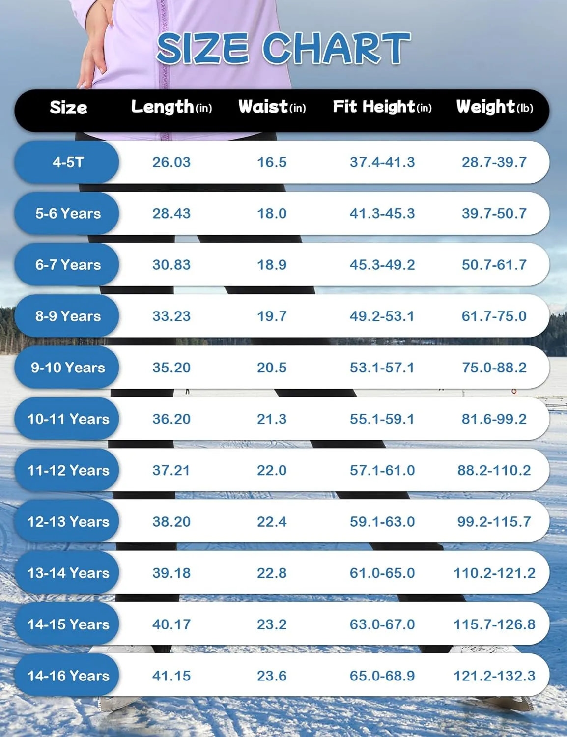 Figure Skating Pants Girls Black High Waist Leggings Skate Training Wear for Kids Teens Practice