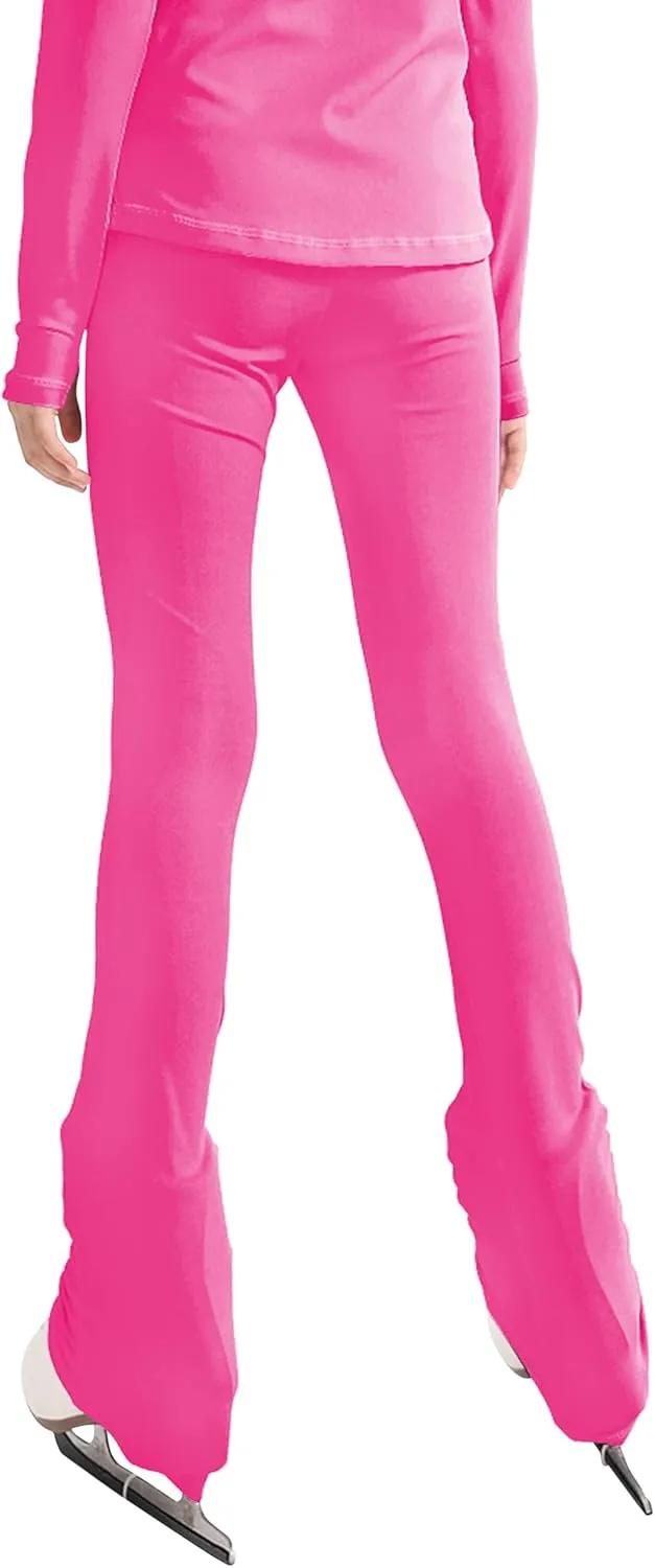 Figure Skating Pants Girls Black High Waist Leggings Skate Training Wear for Kids Teens Practice