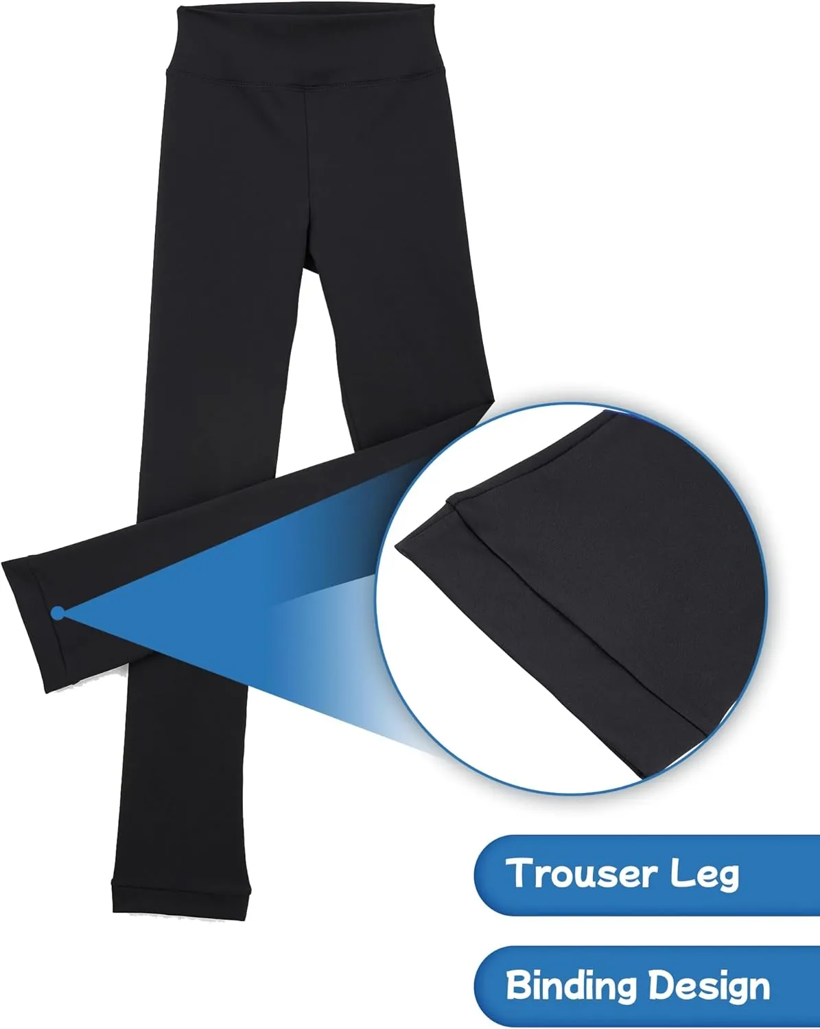 Figure Skating Pants Girls Black High Waist Leggings Skate Training Wear for Kids Teens Practice