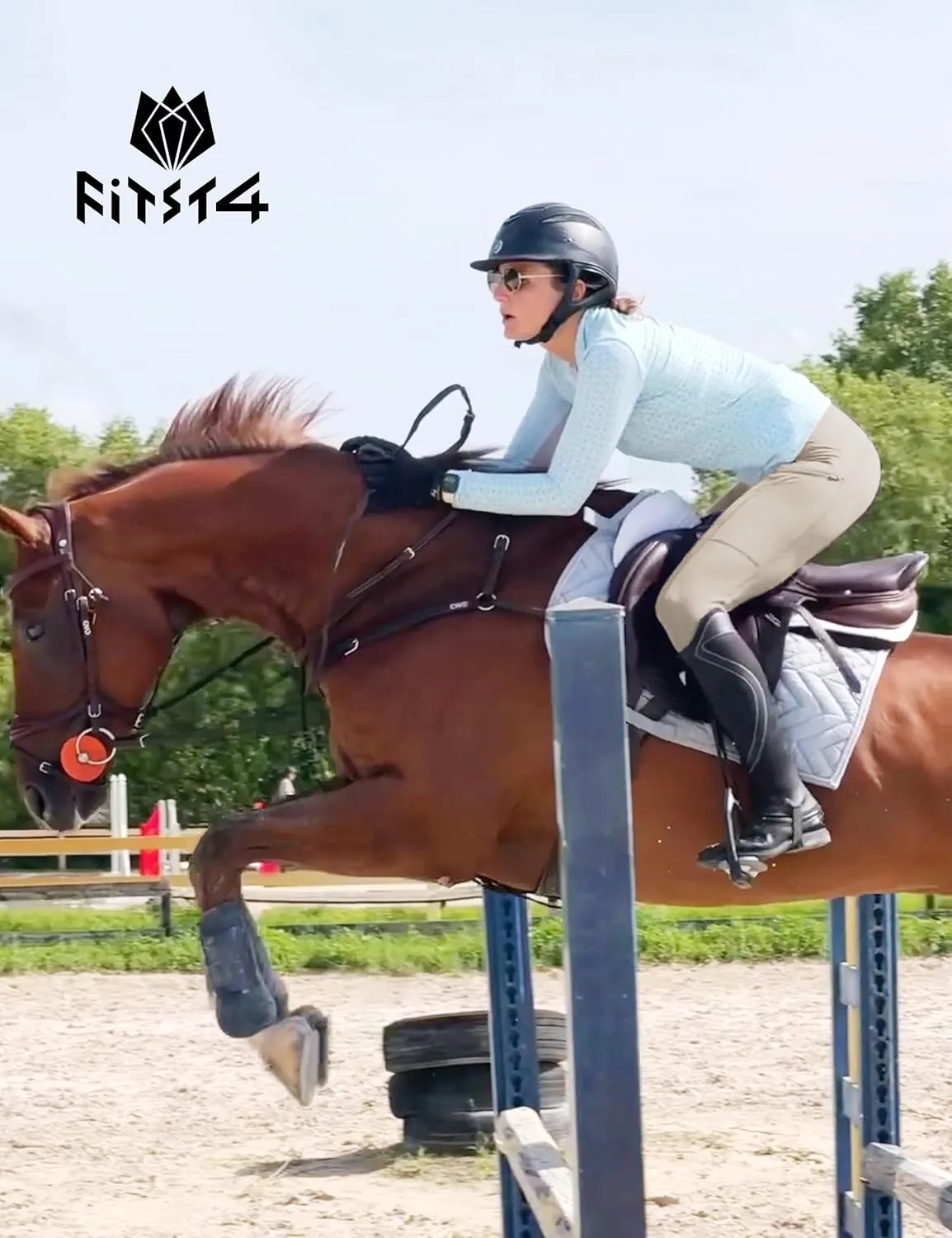 FitsT4 Sports Women's Full Seat Riding Tights with Zipper Pockets Horseback Riding Pants Equestrian Breeches for Women