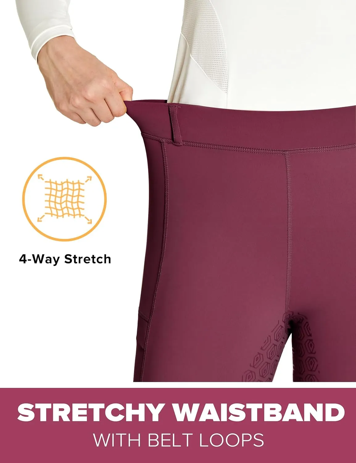 FitsT4 Sports Women's Full Seat Riding Tights with Zipper Pockets Horseback Riding Pants Equestrian Breeches for Women