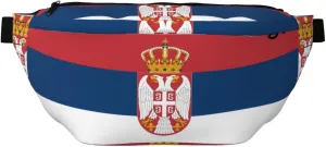 Flag Of Serbia Stylish Crossbody Waist Pack - Versatile And Compact Travel Pouch For Hands-Free Storage, Black, PBYB-12185A