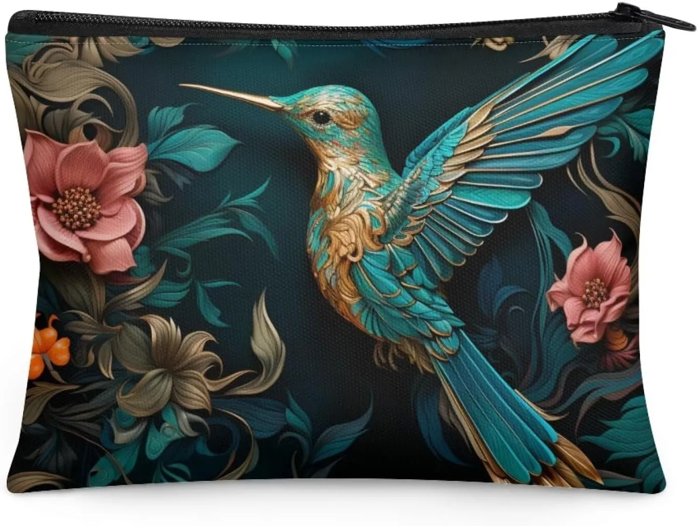 Flashideas Hummingbird Print Makeup Pouch for Purse Portable Versatile Travel Makeup Bag Organizer Cosmetic Zipper Pouch Purse Easy to Take Portable Toiletry Bag