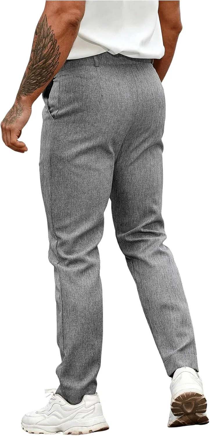 Floerns Men's Stretchy Classic Fit Pleated Front Dress Pants Formal Suit Pants