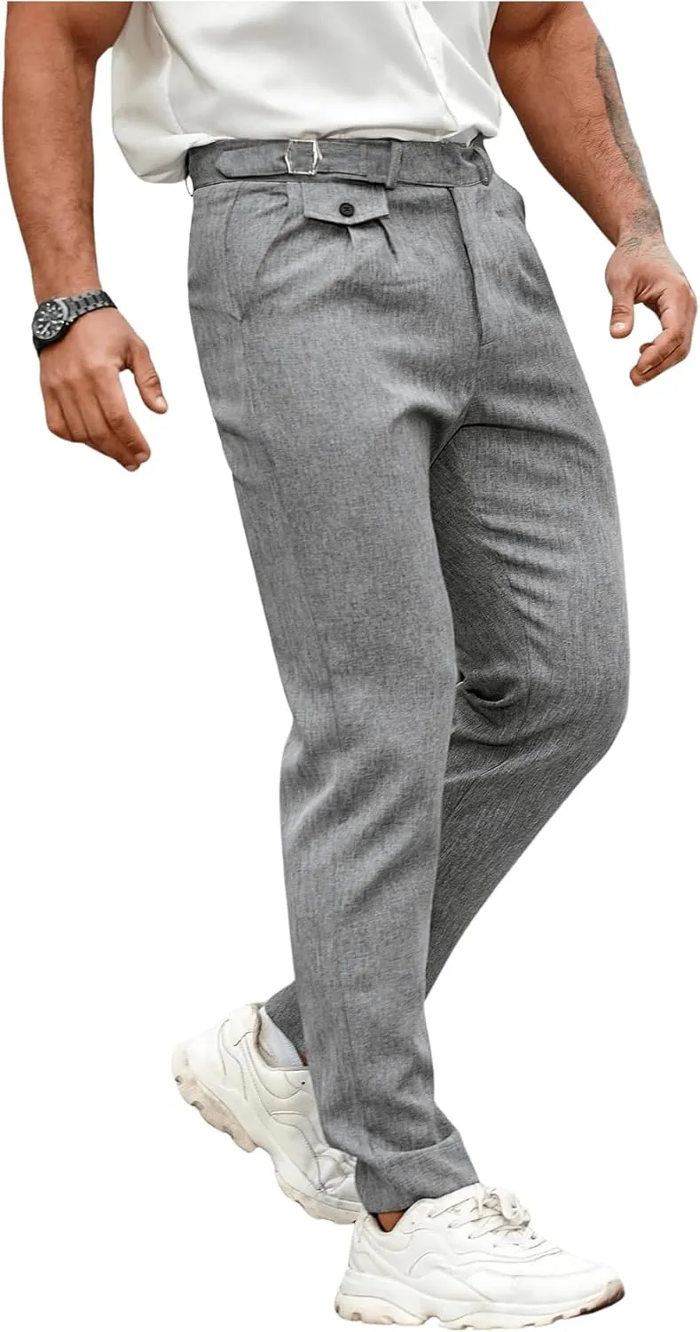 Floerns Men's Stretchy Classic Fit Pleated Front Dress Pants Formal Suit Pants