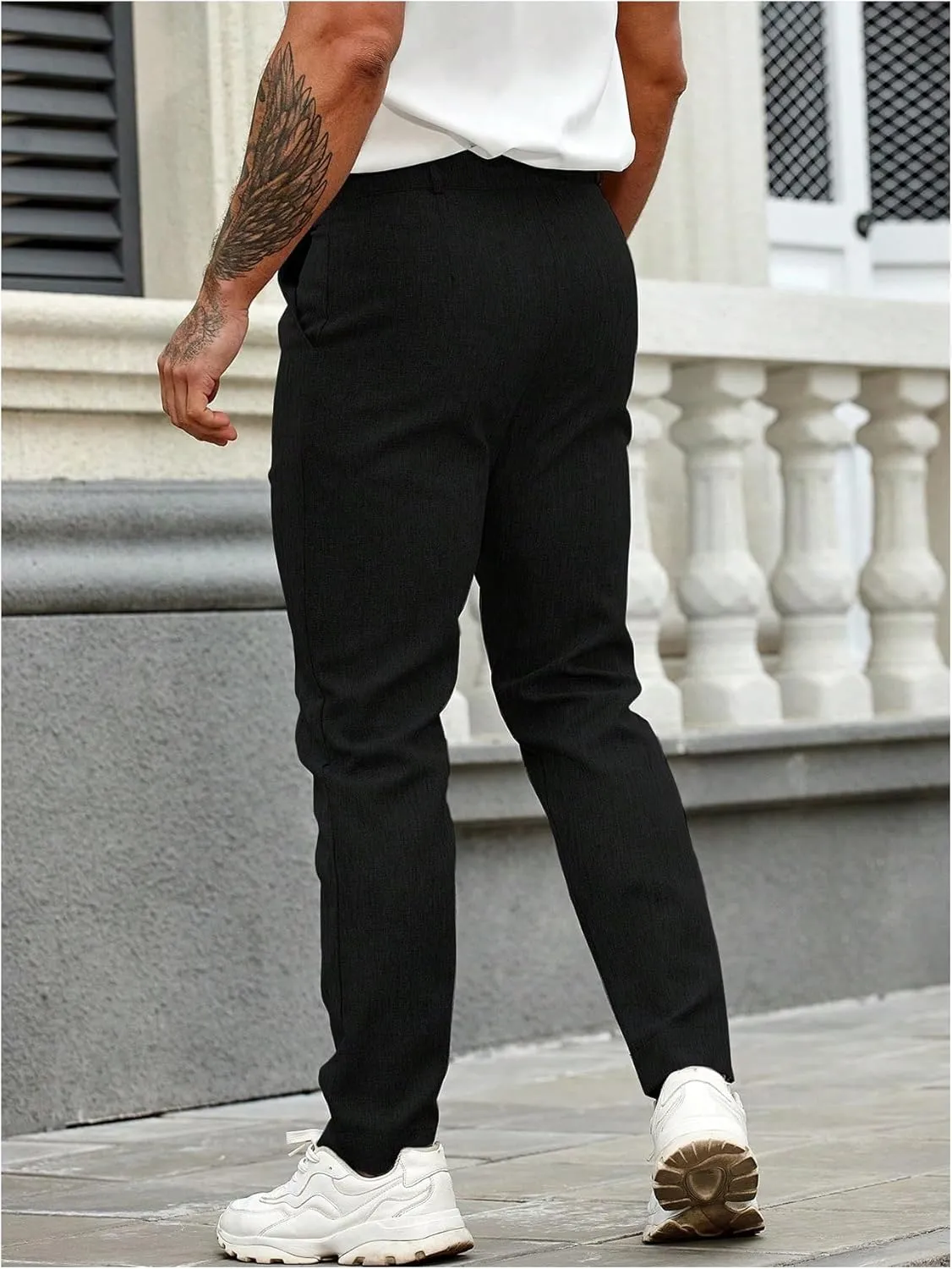 Floerns Men's Stretchy Classic Fit Pleated Front Dress Pants Formal Suit Pants