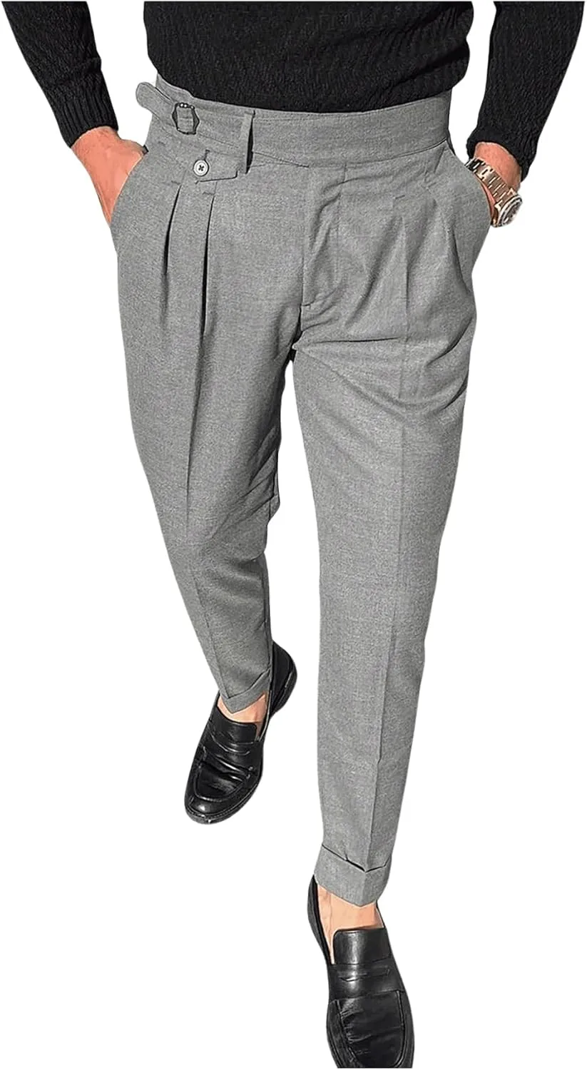 Floerns Men's Stretchy Classic Fit Pleated Front Dress Pants Formal Suit Pants