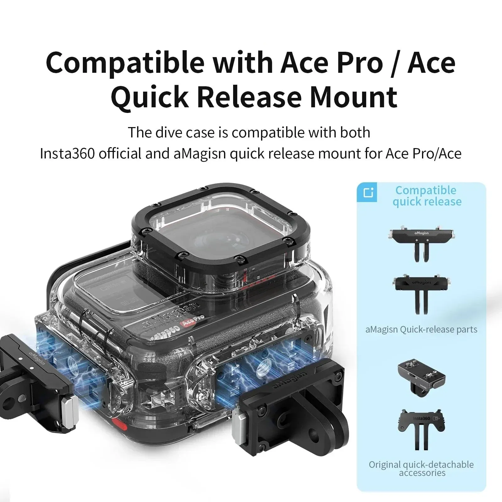 For Insta360 Ace/ace Pro 60m Waterproof Housing Dive Protective Case Shell