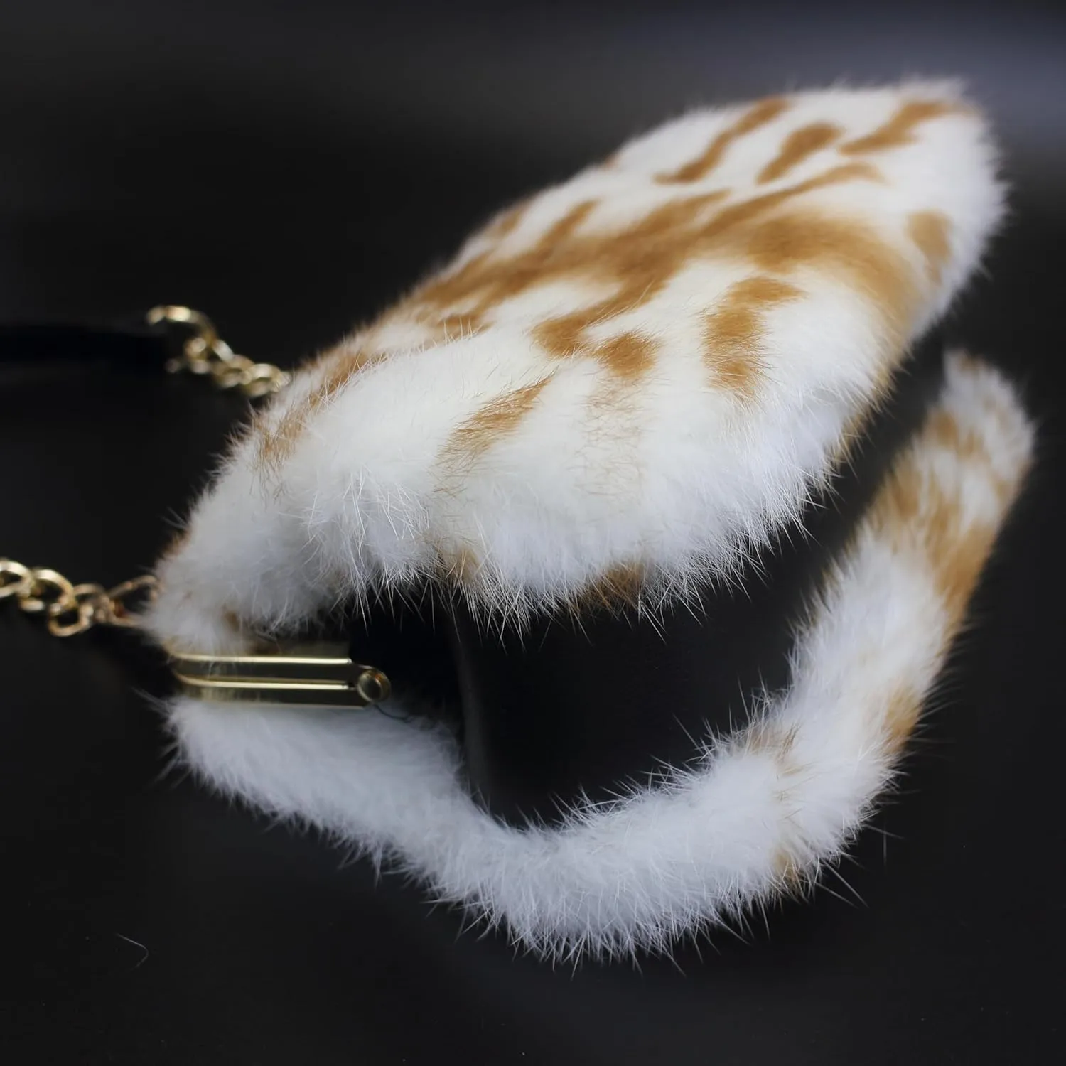 Fosrion Elegant Leopard Print Rex Rabbit Fur Handbag with Interchangeable Straps for Women, Versatile Clutch and Shoulder Bag