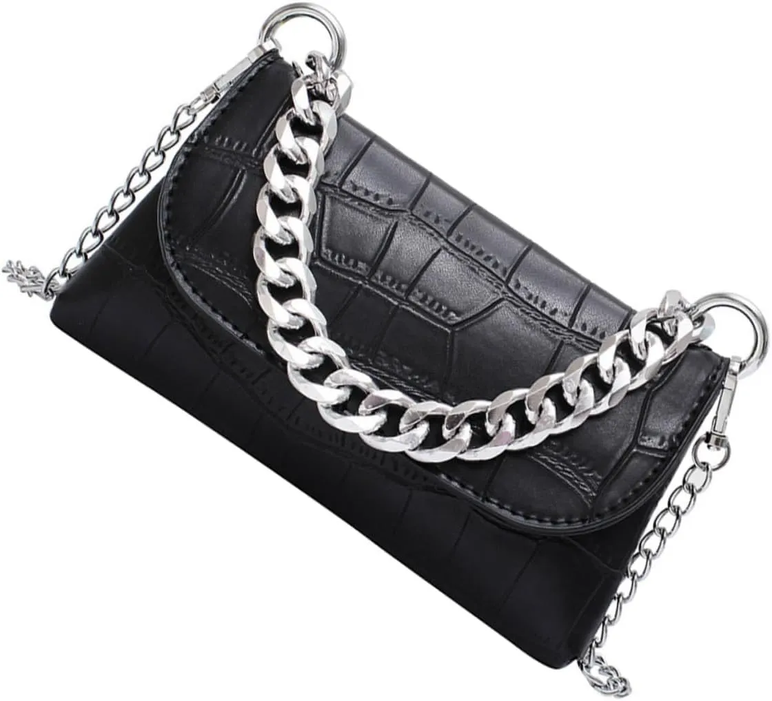 FRCOLOR 1Pc Pattern Bag with Chunky Chain and Belt Fashionable Hobo Bag for Women Versatile Handbag for Everyday Use