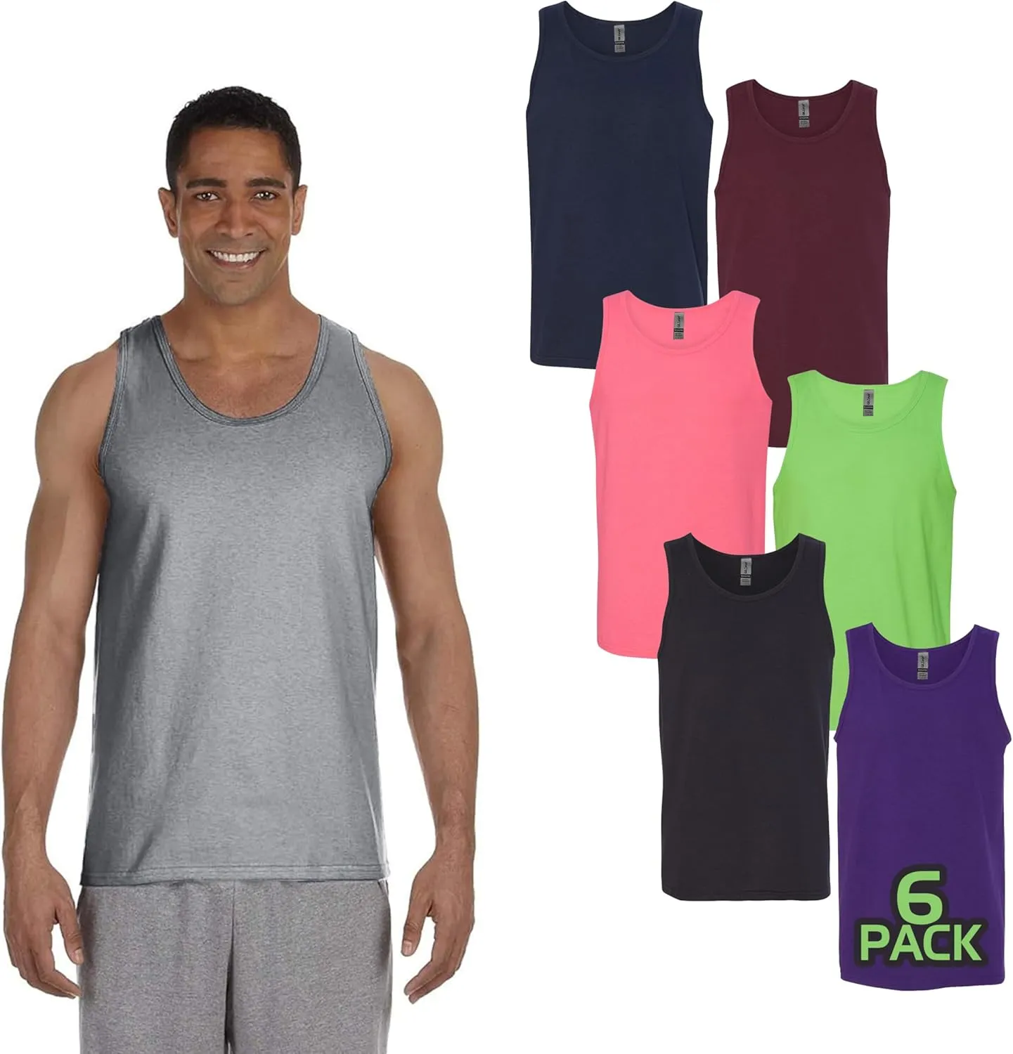 Gildan 5200 Men's Tank Top (1-10 Pack) - Create Multipack Color Set - G520 Adult Bulk Heavy Cotton Sleeveless Undershirt