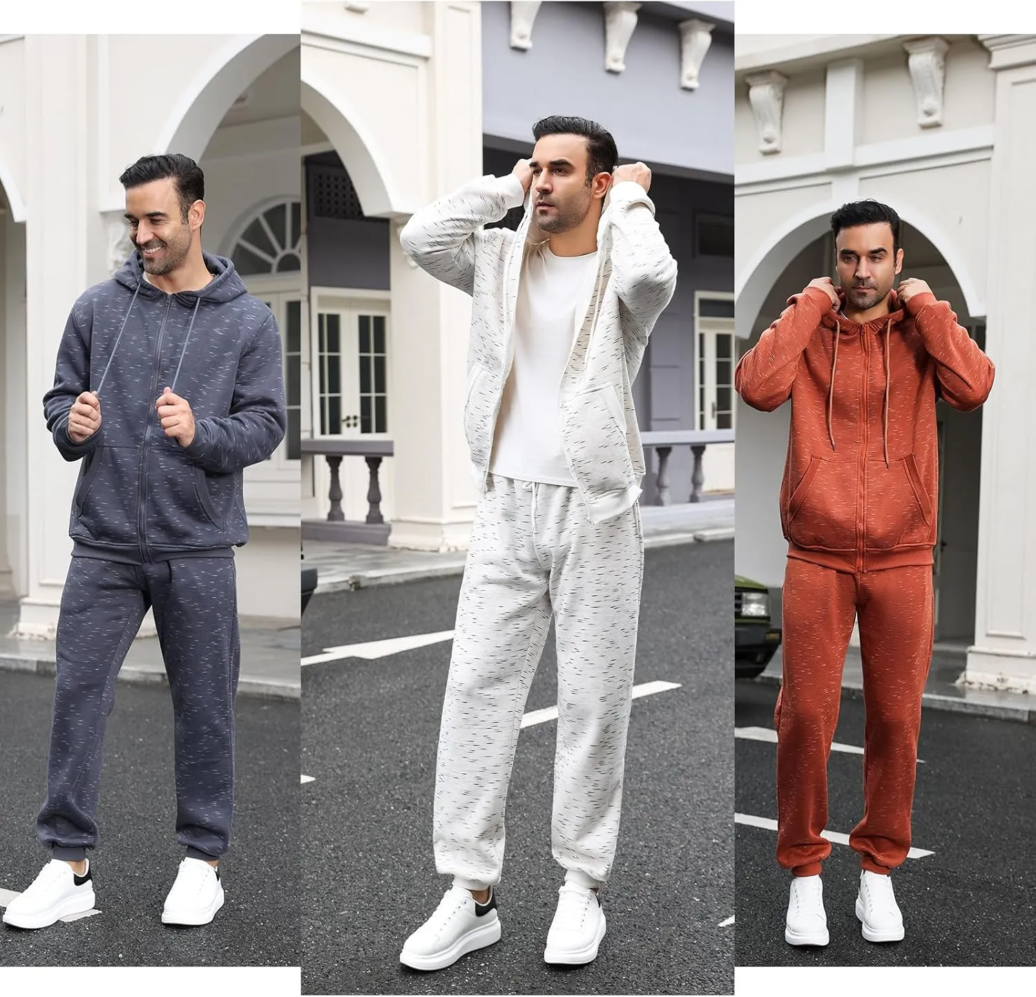 HHGKED Mens 2 Piece set Outfits Comfy Sweatsuits Athletic Jogging Tracksuit Hooded Sweatshirt and Joggers Sweatpants