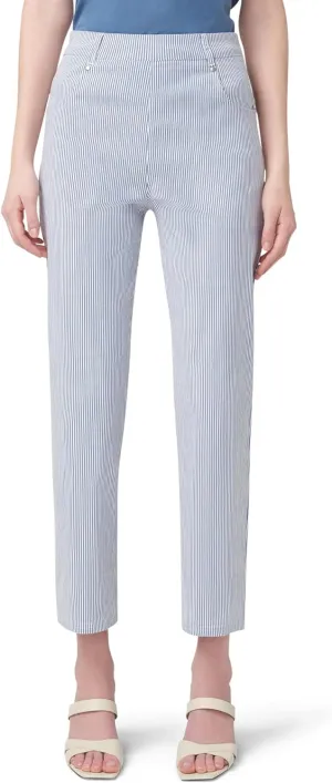 HUE Women's Stripe Pull on Pants Cigarette Skimmer Pedal Pusher Length
