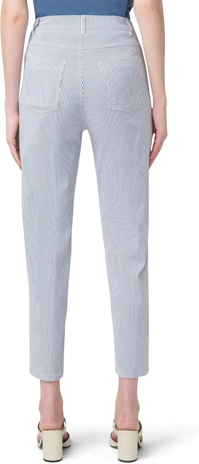 HUE Women's Stripe Pull on Pants Cigarette Skimmer Pedal Pusher Length