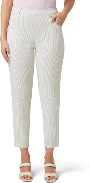 HUE Women's Stripe Pull on Pants Cigarette Skimmer Pedal Pusher Length