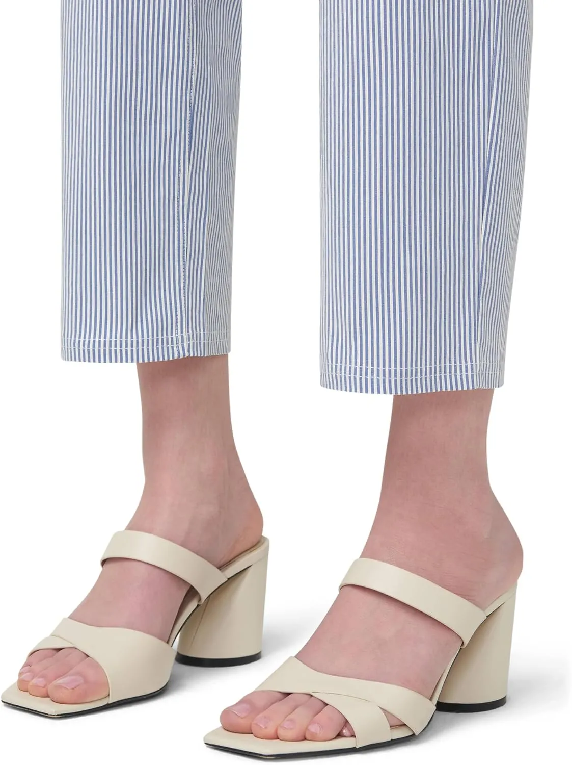 HUE Women's Stripe Pull on Pants Cigarette Skimmer Pedal Pusher Length
