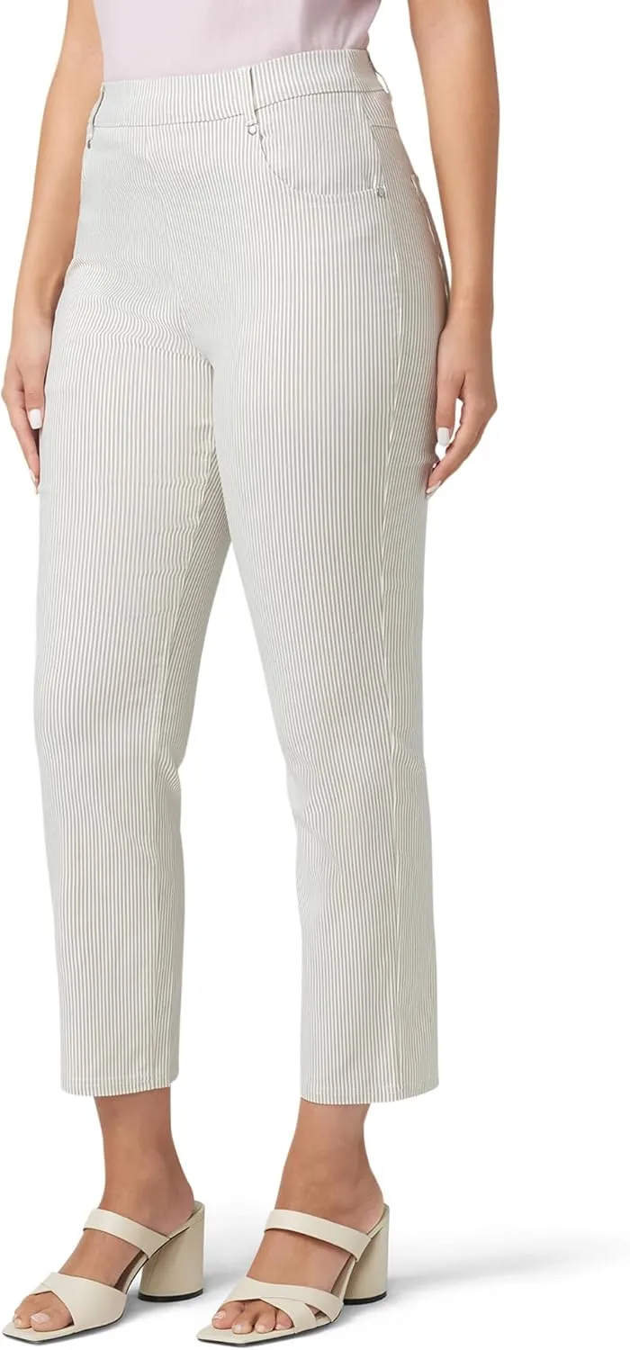HUE Women's Stripe Pull on Pants Cigarette Skimmer Pedal Pusher Length