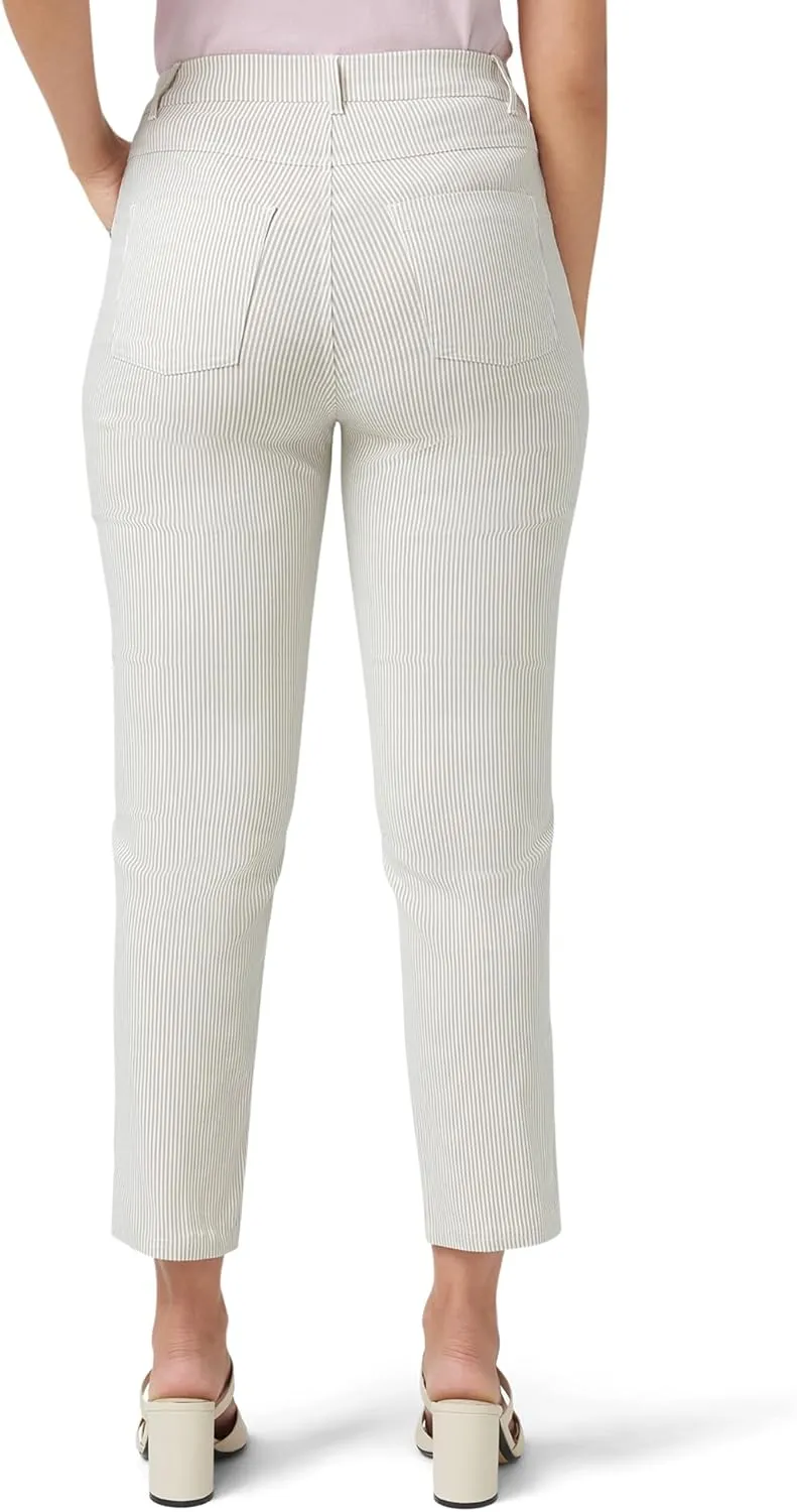 HUE Women's Stripe Pull on Pants Cigarette Skimmer Pedal Pusher Length