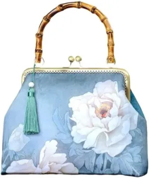 HUFFA Vintage Evening Bag for Ladies Cute Clutches with Tassel Women Ethnic Handbag Versatile Shoulder Bag Metal Frame Party Tote