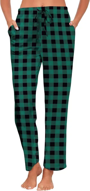 iChunhua Women's Comfy Casual Pajama Pants Pj Bottom with Pockets Stretch Plaid Sleepwear