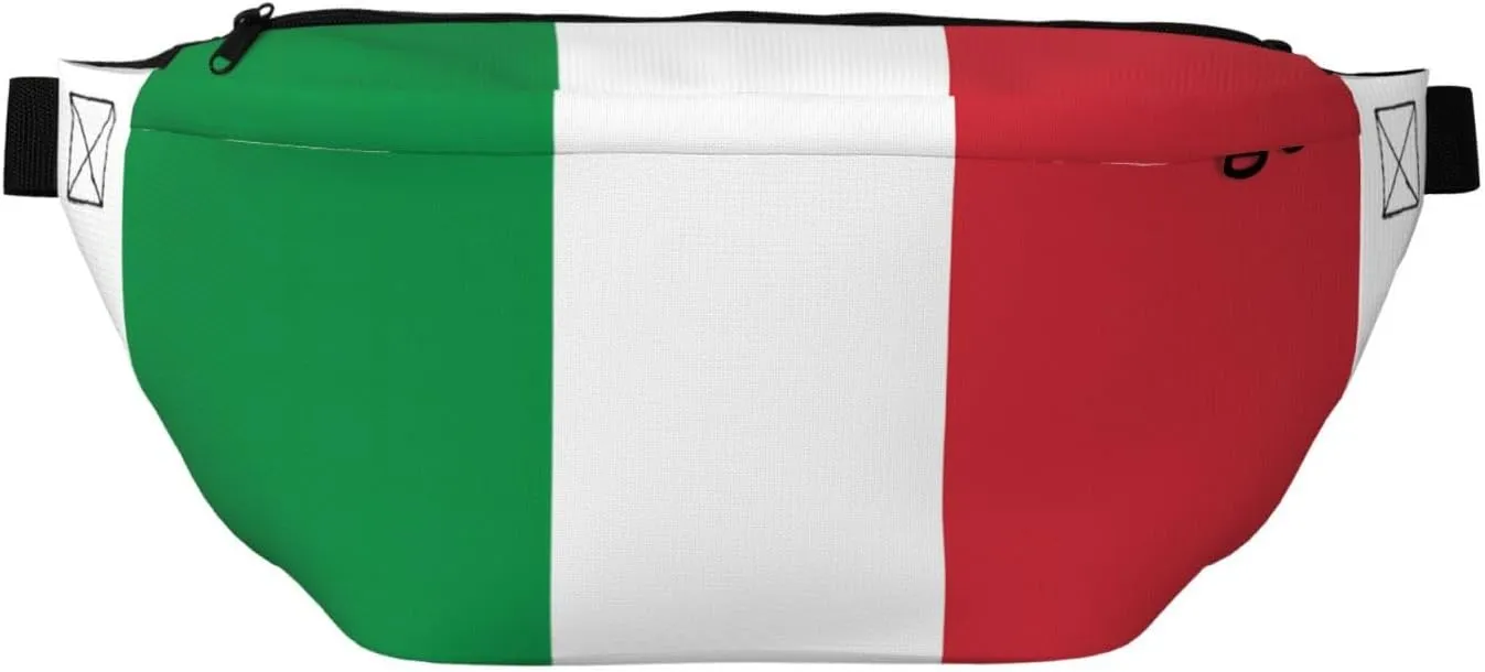 Italian Flag Stylish Crossbody Waist Pack - Versatile And Compact Travel Pouch For Hands-Free Storage, Black, PBYB-12185A
