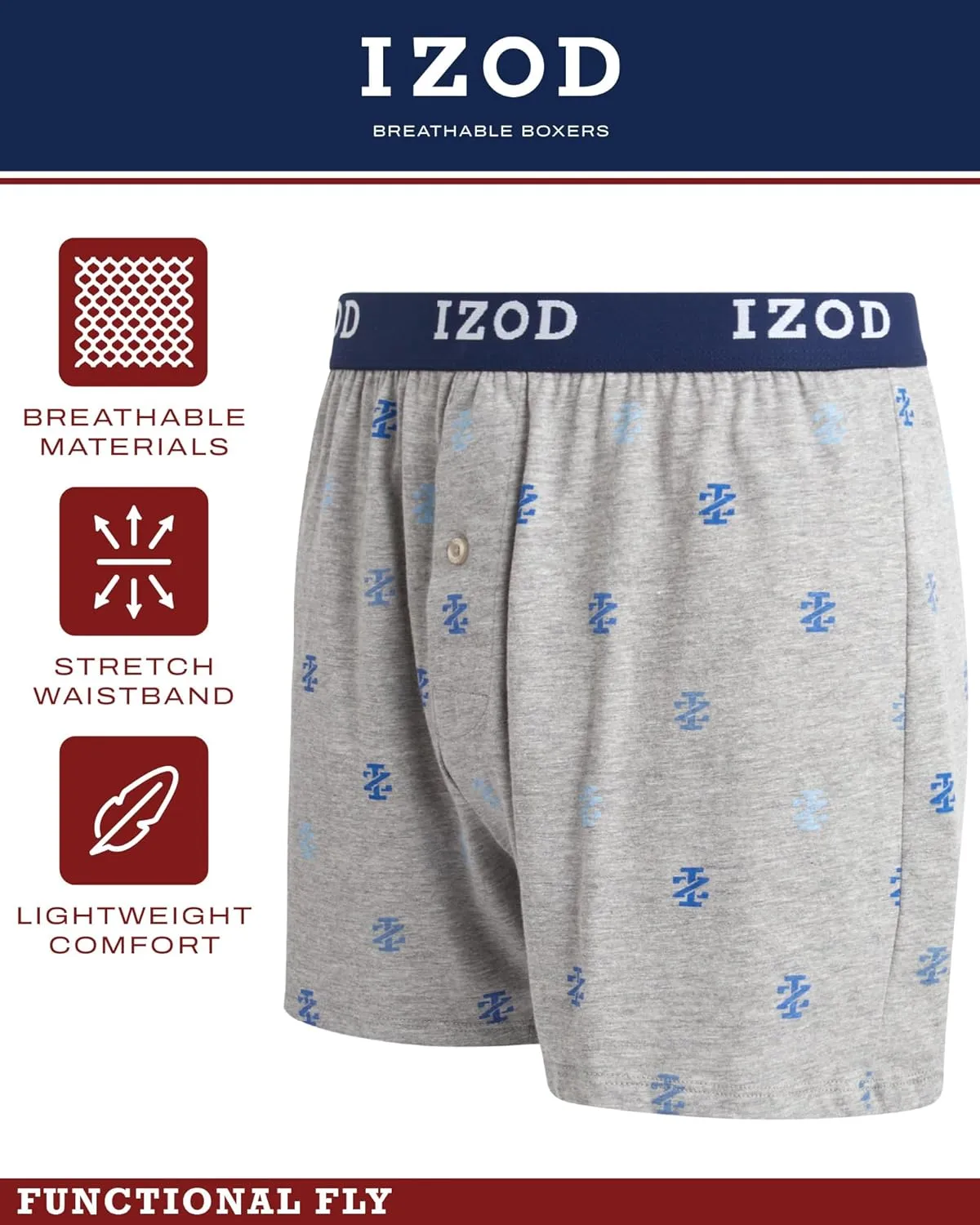 IZOD Men's Boxer Shorts - 8 Pack Classic Knit Mens Underwear Boxers with Functional Fly - Breathable Boxers for Men (M-2XL)