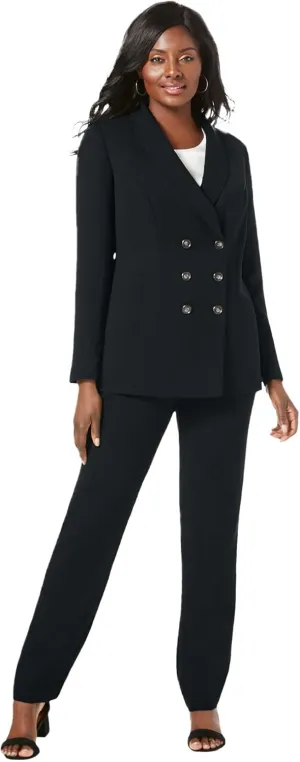 Jessica London Women's Plus Size 2-Piece Double-Breasted Pantsuit