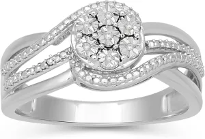 Jewelili Sterling Silver Natural White Diamond Accent Ring