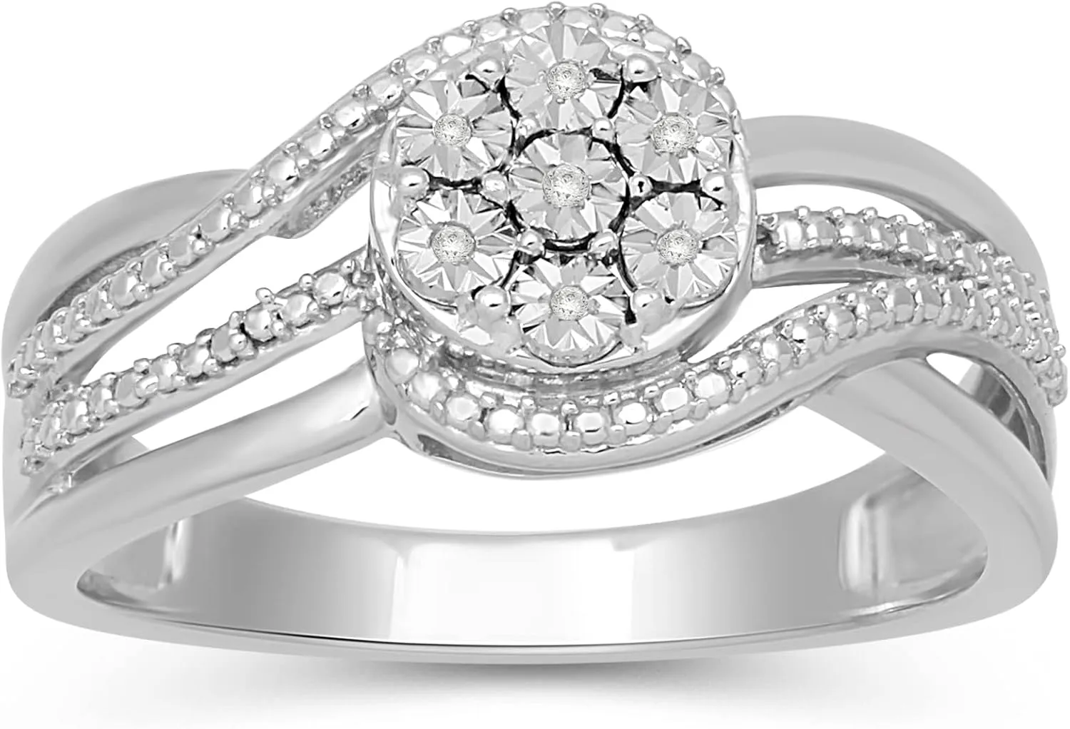 Jewelili Sterling Silver Natural White Diamond Accent Ring