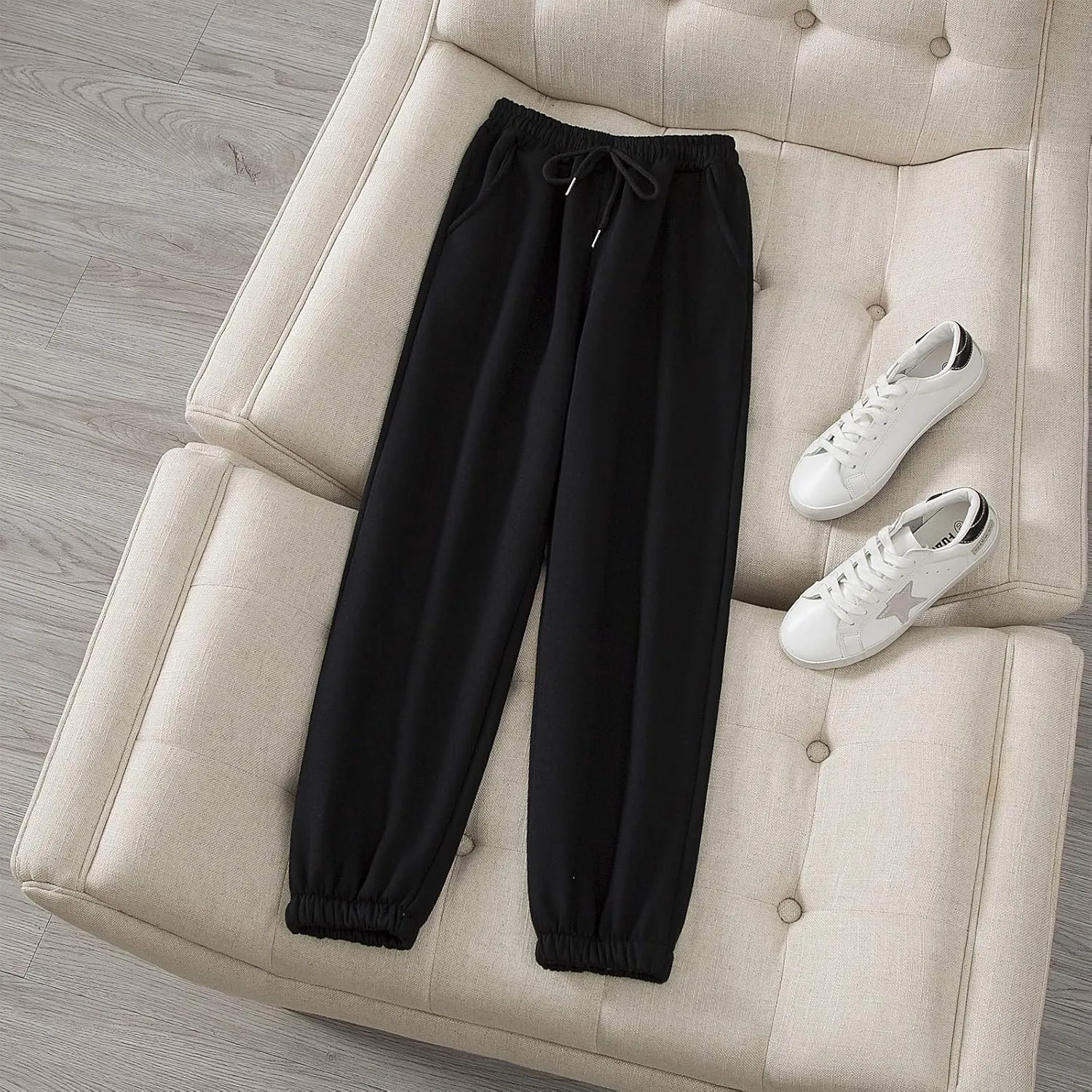 KEEVICI Women's Cute Cinch High Waist Hip Hop Dance Sport Sweatpants Pasetl Jogger Pants Baggy Trousers with Pocket