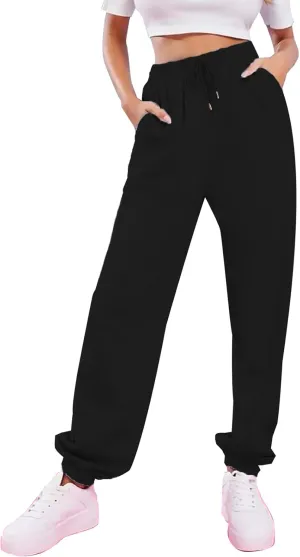 KEEVICI Women's Cute Cinch High Waist Hip Hop Dance Sport Sweatpants Pasetl Jogger Pants Baggy Trousers with Pocket