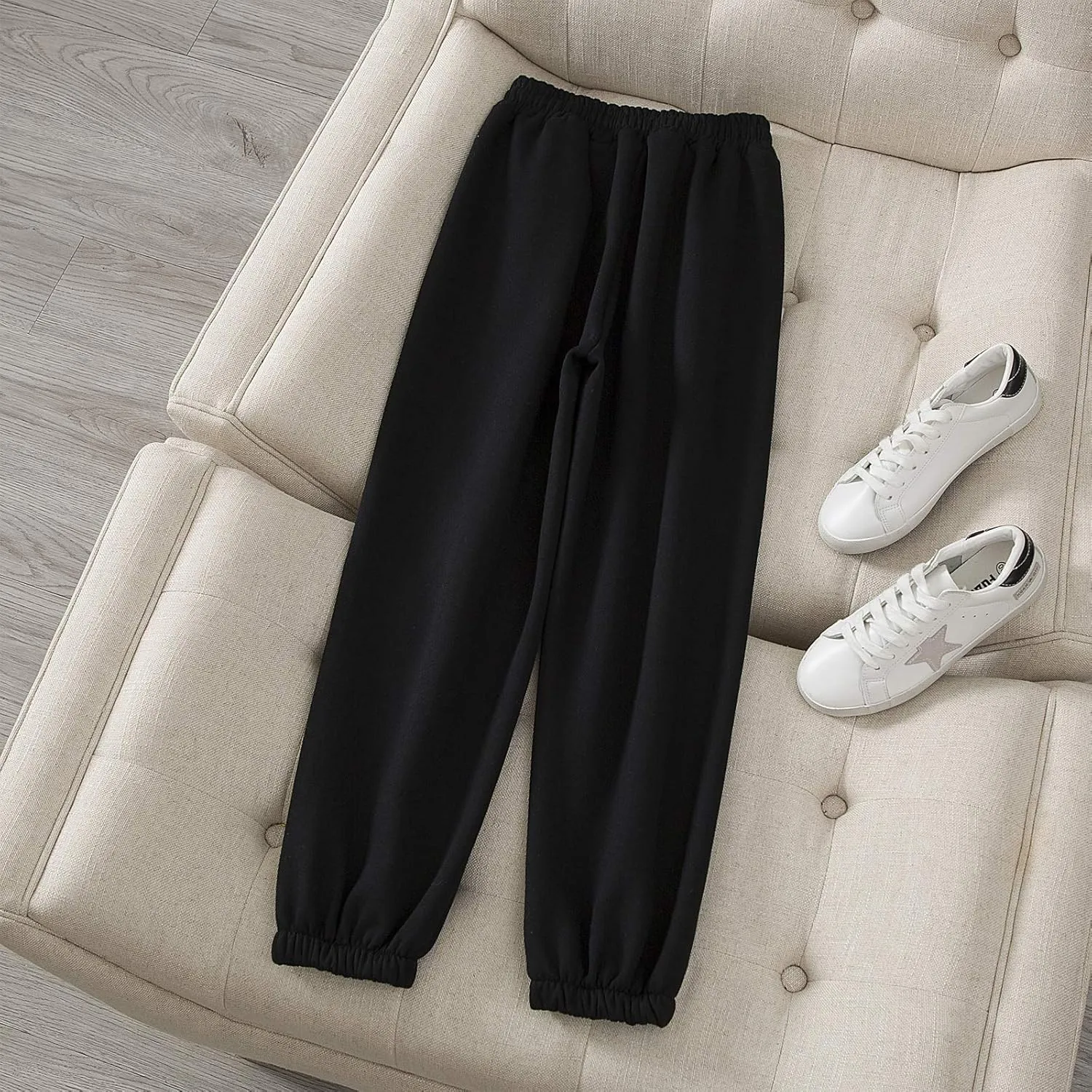 KEEVICI Women's Cute Cinch High Waist Hip Hop Dance Sport Sweatpants Pasetl Jogger Pants Baggy Trousers with Pocket