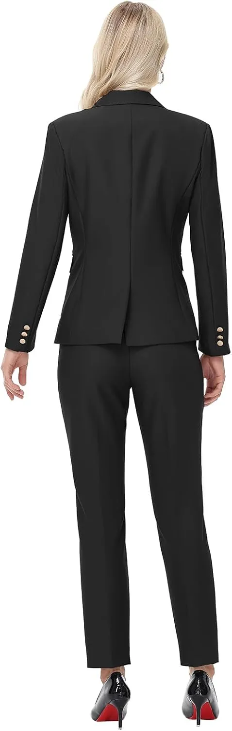 Lamgool Women's Pants Suit 2 Pieces Business One Button Blazer and Pant Set Dressy Casual Professional Work Outfits