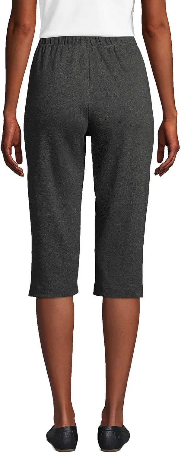 Lands' End Women's Sport Knit High Rise Elastic Waist Capri Pants
