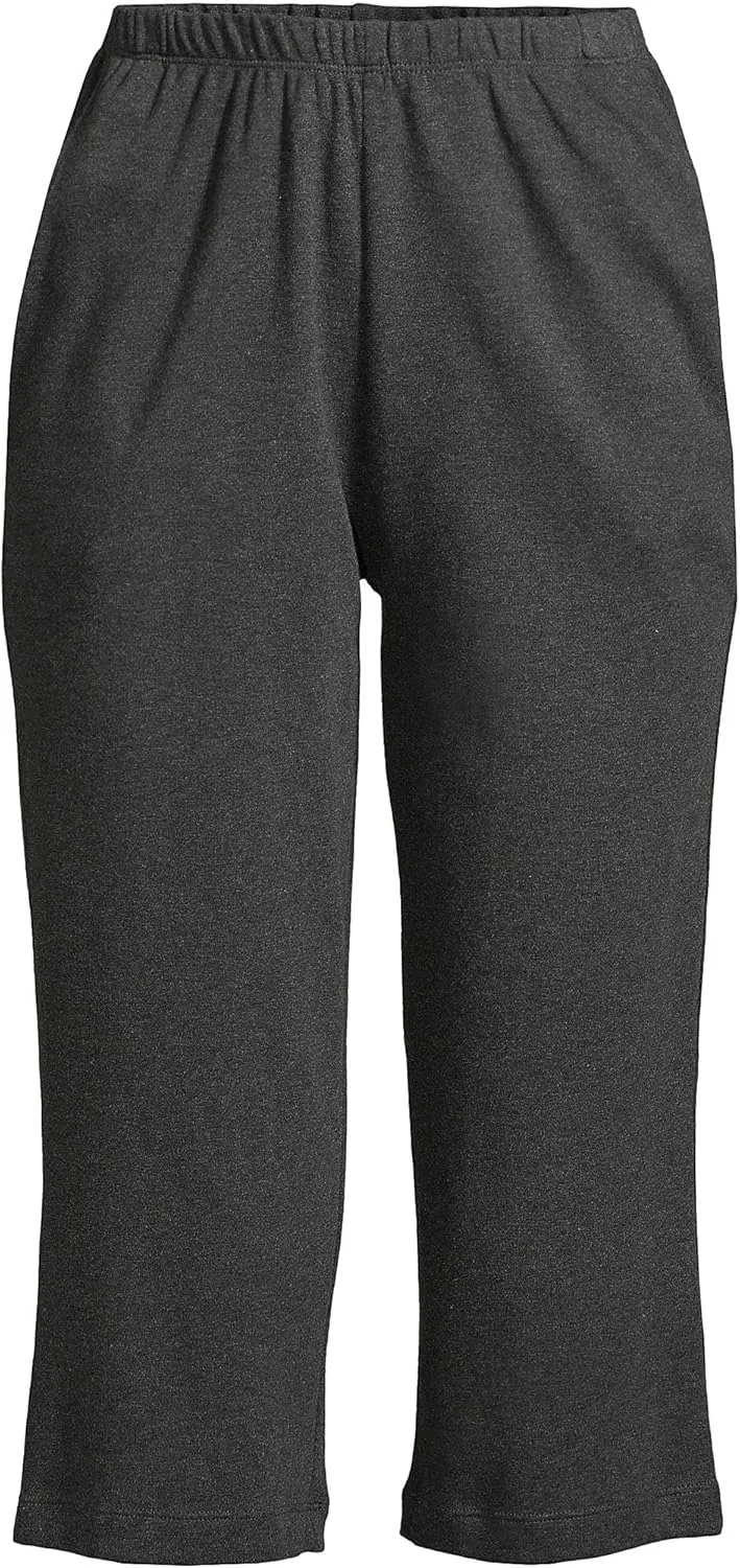 Lands' End Women's Sport Knit High Rise Elastic Waist Capri Pants
