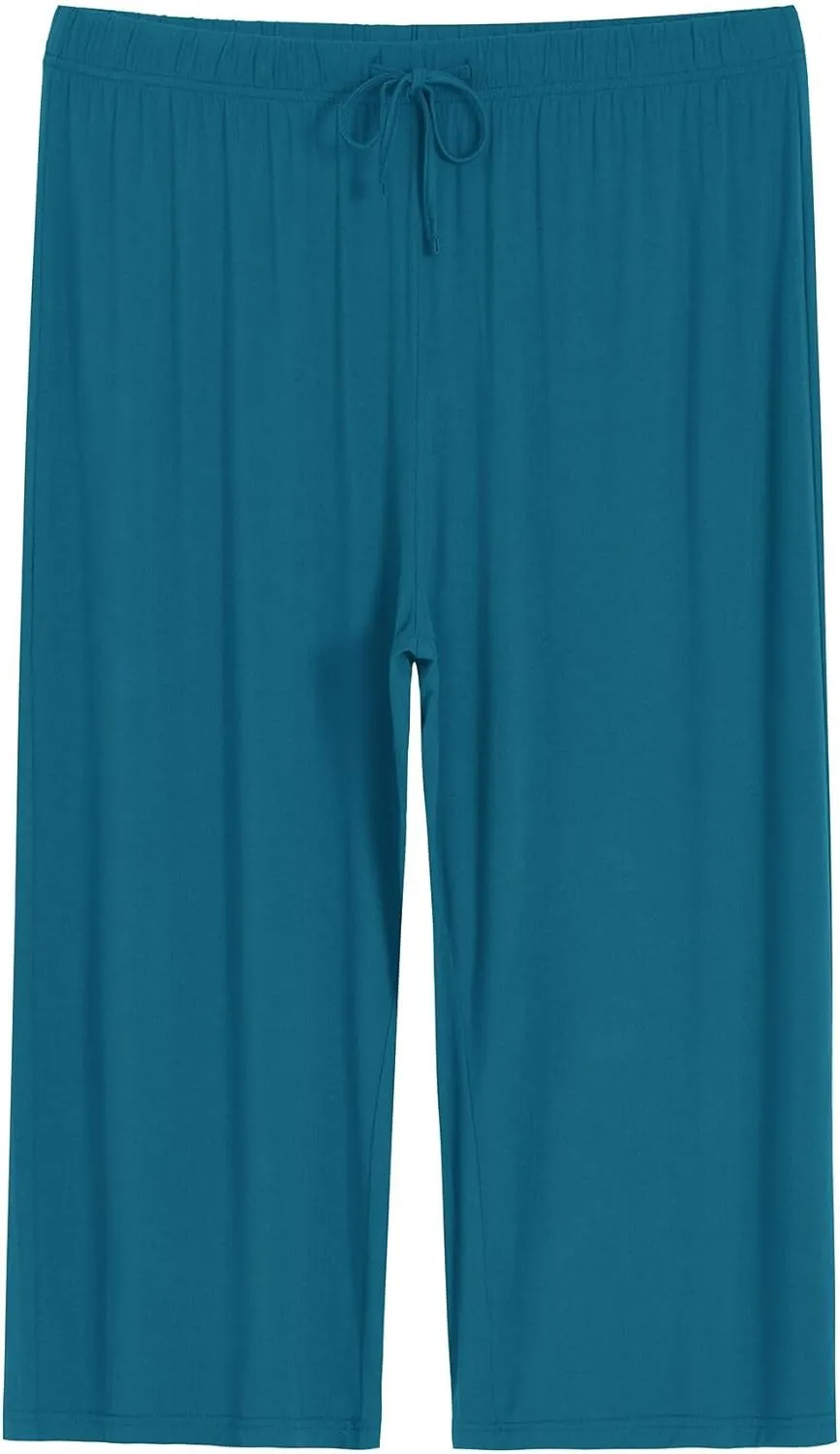 Latuza Women's Plus Size Capri Pajama Pants Comfy Wide Leg Lounge Capris