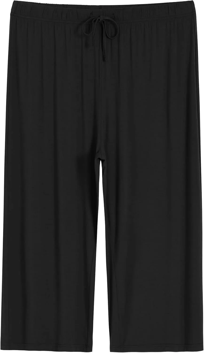 Latuza Women's Plus Size Capri Pajama Pants Comfy Wide Leg Lounge Capris