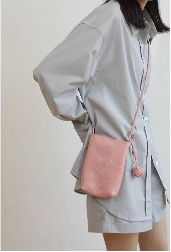 Leather Shoulder Crossbody Bag Soft Bucket Bag for Women Hobo Phone Pouch Purse Versatile Casual Cute Small Chic stylish
