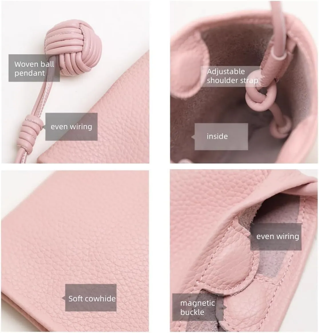 Leather Shoulder Crossbody Bag Soft Bucket Bag for Women Hobo Phone Pouch Purse Versatile Casual Cute Small Chic stylish