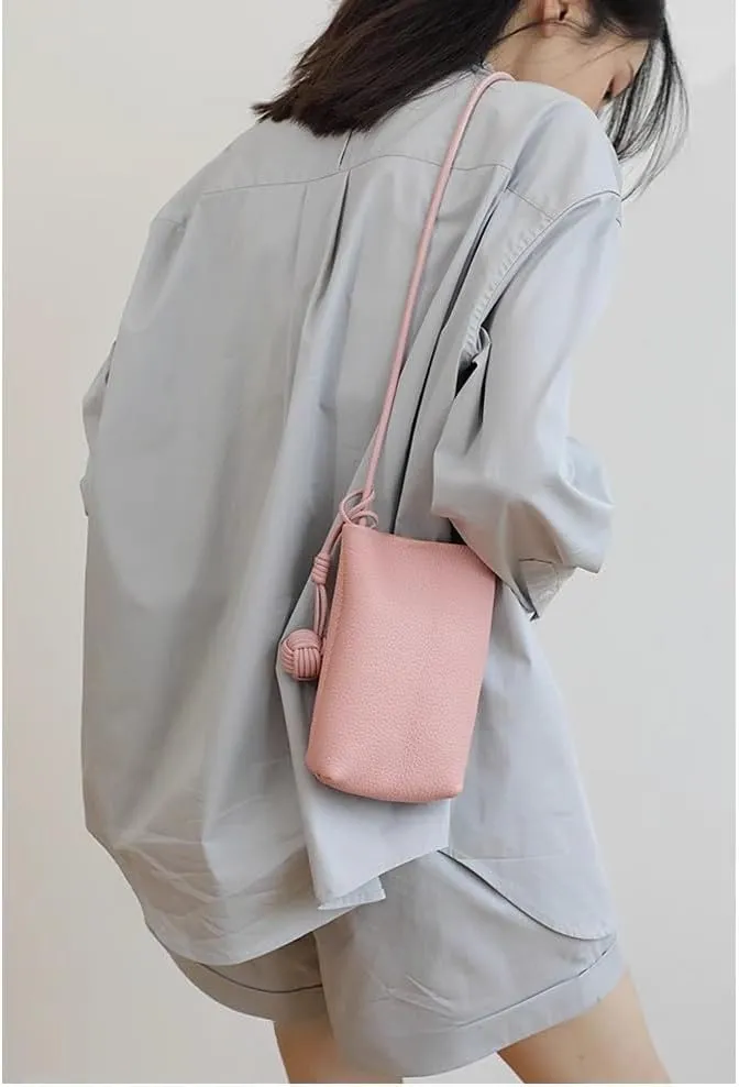 Leather Shoulder Crossbody Bag Soft Bucket Bag for Women Hobo Phone Pouch Purse Versatile Casual Cute Small Chic stylish