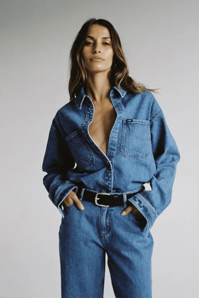 LEE SIGNATURE OVERSIZED BIKER JACKET - ESSENTIAL RINSE