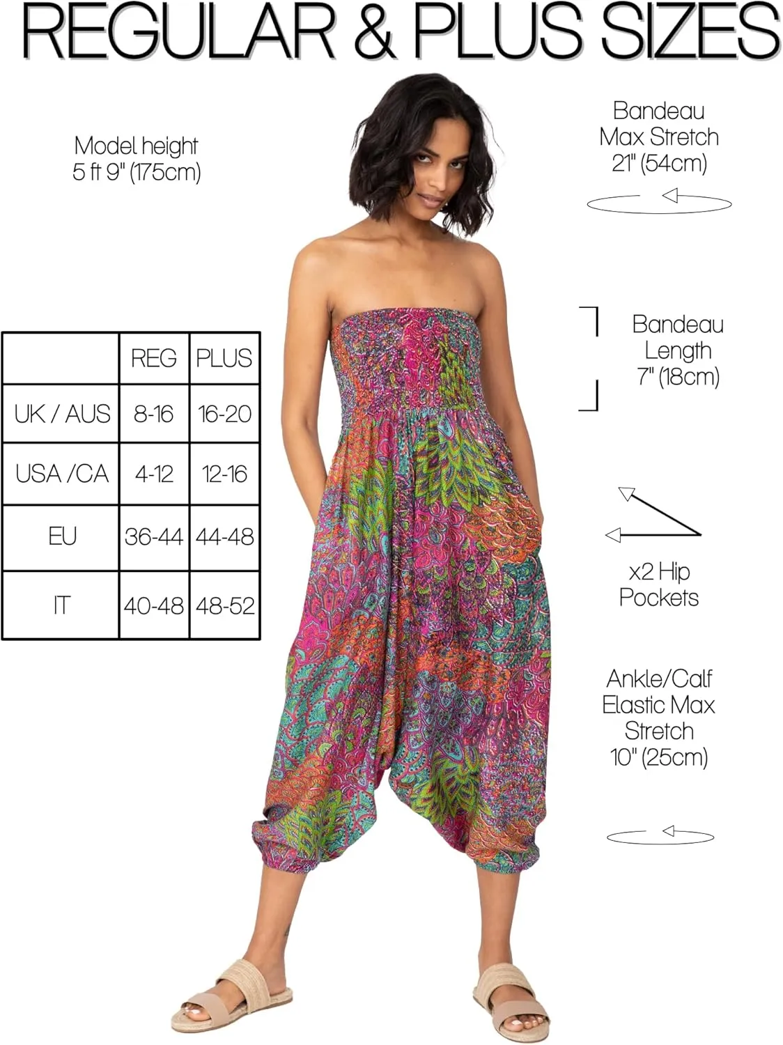 likemary Harem Pants Women - Boho Pants Pull Up into Jumpsuit with Pockets - 2-in-1 Hippie Pants and Romper Jumper Outfit