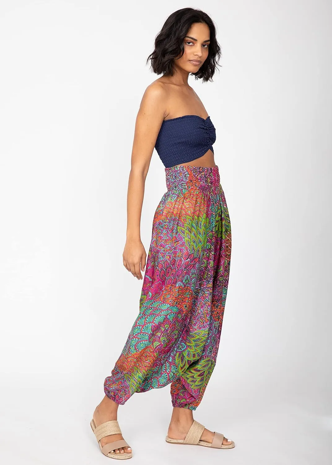 likemary Harem Pants Women - Boho Pants Pull Up into Jumpsuit with Pockets - 2-in-1 Hippie Pants and Romper Jumper Outfit