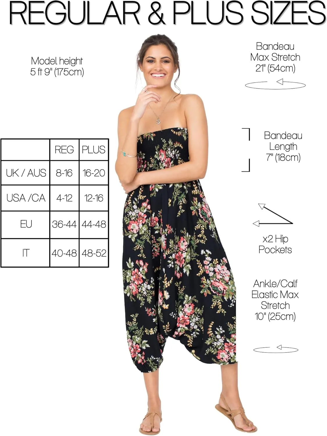 likemary Harem Pants Women - Boho Pants Pull Up into Jumpsuit with Pockets - 2-in-1 Hippie Pants and Romper Jumper Outfit