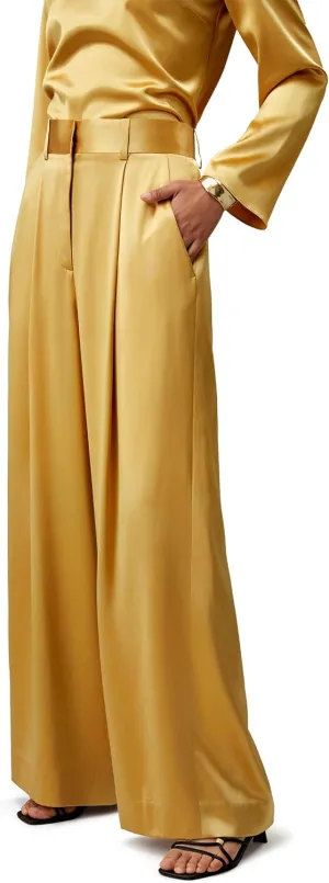LilySilk Womens Pure Silk Pants Ladies 28MM Heavy Silk Lemon Drop Trouser with High Waist & Wide Leg for Most Occasions