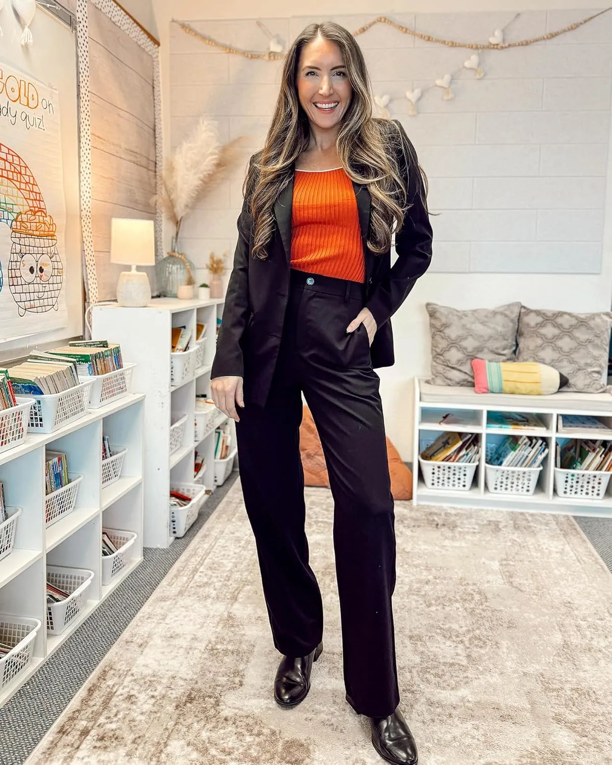 luvamia 2 Piece Outfits for Women Dressy Blazer Jackets High Waisted Straight Leg Pants Suits Set Business Casual Office