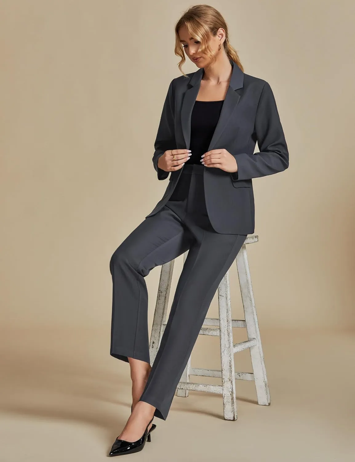 luvamia Women's Two Piece Sets Pants Suits Dressy Business Casual Outfits Professional Blazer Pantsuits Set Work Office