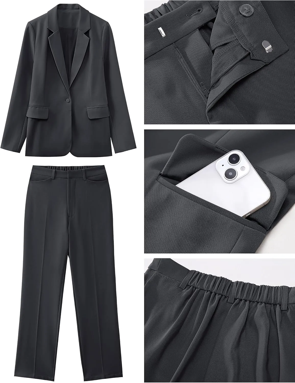 luvamia Women's Two Piece Sets Pants Suits Dressy Business Casual Outfits Professional Blazer Pantsuits Set Work Office